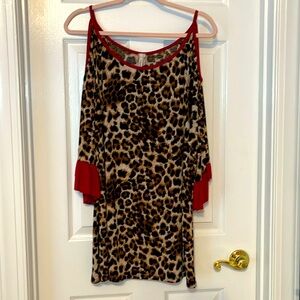 Leopard Print Cold Shoulder Blouse 2XL Lillypad